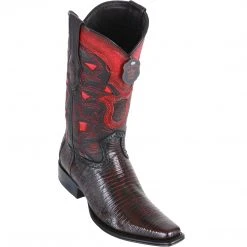 Los Altos Boots MENS Los Altos Men's Lizard Teju European Toe Cowboy Boots - Black Cherry