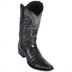 Los Altos Boots MENS Los Altos Men's Caiman Belly Black European Toe Cowboy Boots