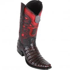 Los Altos Boots MENS Los Altos Men's Caiman Belly European Toe Cowboy Boots - Black Cherry