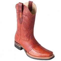 Los Altos Boots Los Altos Men's Ostrich Leg Saddle Vamp Square Toe Boots MENS
