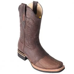 Los Altos Boots Los Altos Men's Ostrich Leg Saddle Vamp Square Toe Boots MENS