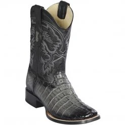 Los Altos Boots Los Altos Mens Caiman Tail Square Toe Cowboy Boots - Faded Gray
