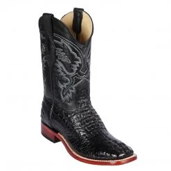 Los Altos Boots MENS Los Altos Caiman Horn-Back Square Toe Cowboy Boots.