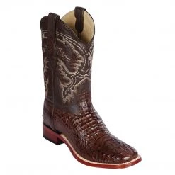 Los Altos Boots MENS Los Altos Caiman Horn-Back Square Toe Cowboy Boots.