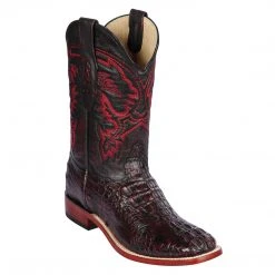 Los Altos Boots MENS Los Altos Caiman Horn-Back Square Toe Cowboy Boots.