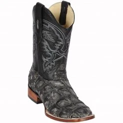 Los Altos Boots Los Altos Mens Rustic Black Pirarucu Fish Cowboy Boots