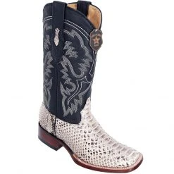 Los Altos Boots Los Altos Natural Python Snakeskin Square Toe Cowboy Boots