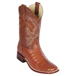 Los Altos Boots Los Altos Caiman Belly Wide Cognac Square Toe Boots