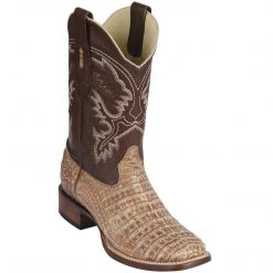 Los Altos Boots Los Altos Sahara Oryx Caiman Belly Square Toe Cowboy Boots