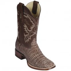 Los Altos Boots MENS Los Altos Sahara Brown Caiman Belly Square Toe Cowboy Boots