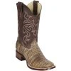 Los Altos Boots Los Altos Sahara Stone Caiman Belly Square Toe Cowboy Boots MENS
