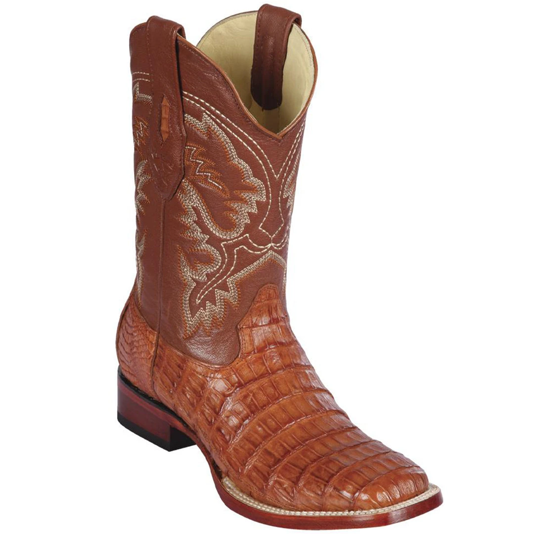 Los Altos Boots Los Altos Cognac Caiman Belly Wide Square Toe Boots Los Altos Boots Los Altos Cognac Caiman Belly Wide Square Toe Boots