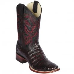 Los Altos Boots MENS Los Altos Men's Black Cherry Caiman Belly Wide Square Toe Boots
