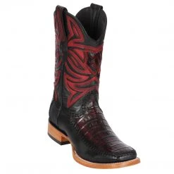 Los Altos Boots MENS Los Altos Caiman Belly & Deer Wide Square Toe