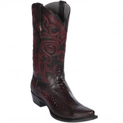 Los Altos Boots Los Altos Mens Snip Toe Ostrich Leg Cowboy Boots - Black Cherry