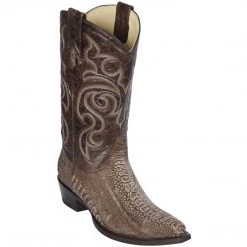 Los Altos Boots Los Altos Mens Ostrich Leg Snip Toe Cowboy Boots - Sanded Brown
