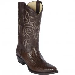 Los Altos Boots Los Altos Teju Lizard Snip Toe Cowboy Boots - Brown MENS
