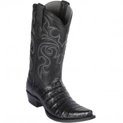 Los Altos Boots Los Altos Mens Black Caiman Belly Snip Toe Boots