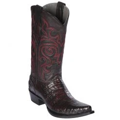 Los Altos Boots Los Altos Mens Black Cherry Caiman Snip Toe Cowboy Boots