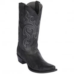 Los Altos Boots Los Altos Mens Ostrich Leg Snip Toe Cowboy Boots - Greasy Black
