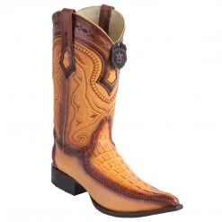 MENS Los Altos Boots Caiman Tail 3x Toe Stitched Boots - Faded Buttercup