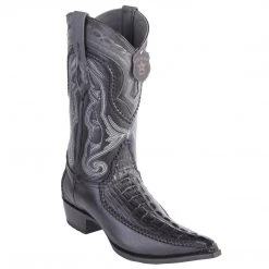 Los Altos Boots Caiman Tail 3x Toe Stitched Boots - Black