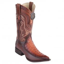 MENS Los Altos Boots Caiman Tail 3x Toe Stitched Boots - Faded Cognac