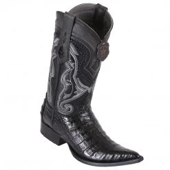 Los Altos Boots MENS Los Altos Caiman Belly Black Pointed Toe Cowboy Boots