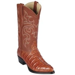 Los Altos Boots MENS Los Altos Men's Cognac Caiman Tail Cowboy Boots J-Toe
