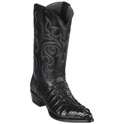 Los Altos Boots MENS Los Altos Black Caiman Tail J-Toe Cowboy Boots