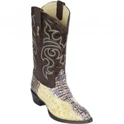 Los Altos Boots MENS Los Altos Natural Caiman Hornback J-Toe Cowboy Boots
