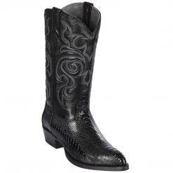 Los Altos Boots Los Altos Black Ostrich Leg Cowboy Boots MENS