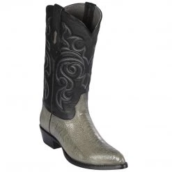 Los Altos Boots Los Altos J-Toe Ostrich Leg Grey Cowboy Boots MENS