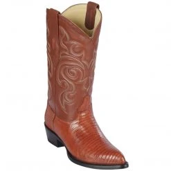 Los Altos Boots Los Altos Lizard Teju Cognac Cowboy Boots J-Toe