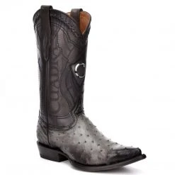 MENS Cuadra Men's Ostrich Traditional Pointed Toe Cowboy Boot - Flame Grey