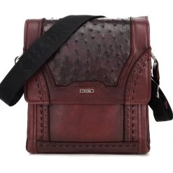 Cuadra Porto Vino Ostrich Messenger Bag