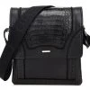 Cuadra Black Caiman Belly Messenger Bag