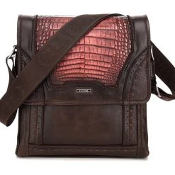 Cuadra Lumber Whisky Caiman Belly Messenger Bag