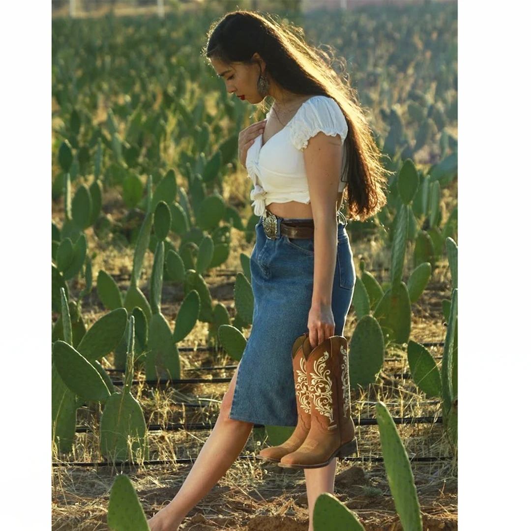 Abolengo Melisa Brown Square Toe Cowgirl Boots WOMENS Abolengo Melisa Brown Square Toe Cowgirl Boots WOMENS