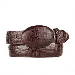 Los Altos Boots MENS Brown Caiman Belly Cowboy Belt
