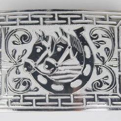 Hand-Made MENS Two Horses & Horseshoe Buckle