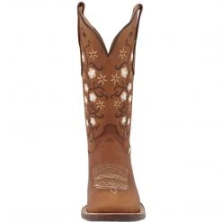 WOMENS Abolengo Flowered Brown Square Toe Cowgirl Boots 🌸