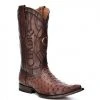 MENS Cuadra Men's Ostrich Chihuahua Toe Pointed Cowboy Boots - Flame Brown