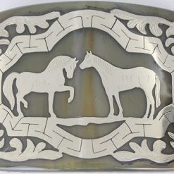 Hand-Made Western Buckle Two Horses Design