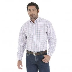 Wrangler Tough Enough To Wear Pink™ Long Sleeve Poplin Plaid Shirt