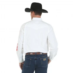 Wrangler Men's Logo Shirt Lightweight Twill Solid Shirt