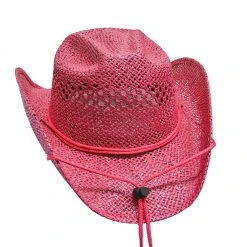 Fuchsia Cowgirl Straw Hat By Stone Hats WOMENS