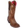 Quincy Boots WOMENS Quincy Flowered Square Toe Cowgirl Boots - Honey