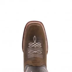 Quincy Boots WOMENS Quincy Flowered Square Toe Cowgirl Boots - Chocolate