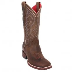 Quincy Boots WOMENS Quincy Brown Wide Square Toe Cowgirl Boots